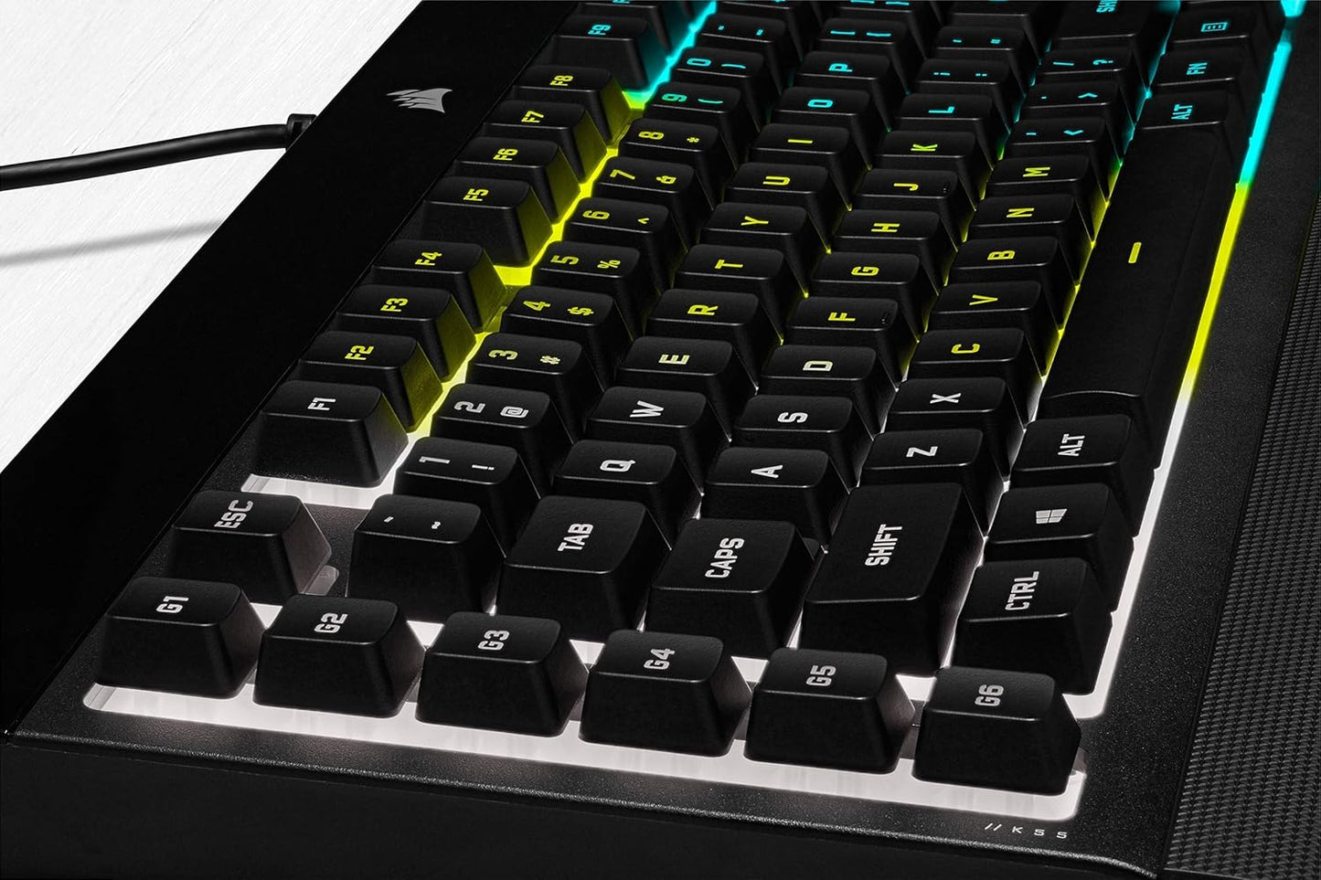 CORSAIR K55 RGB PRO - Dynamic RGB Backlighting - Six Macro Keys with Elgato Stream Deck Software Integration - IP42 Dust and Spill Resistant - Detachable Palm Rest - Dedicated Media and Volume Keys