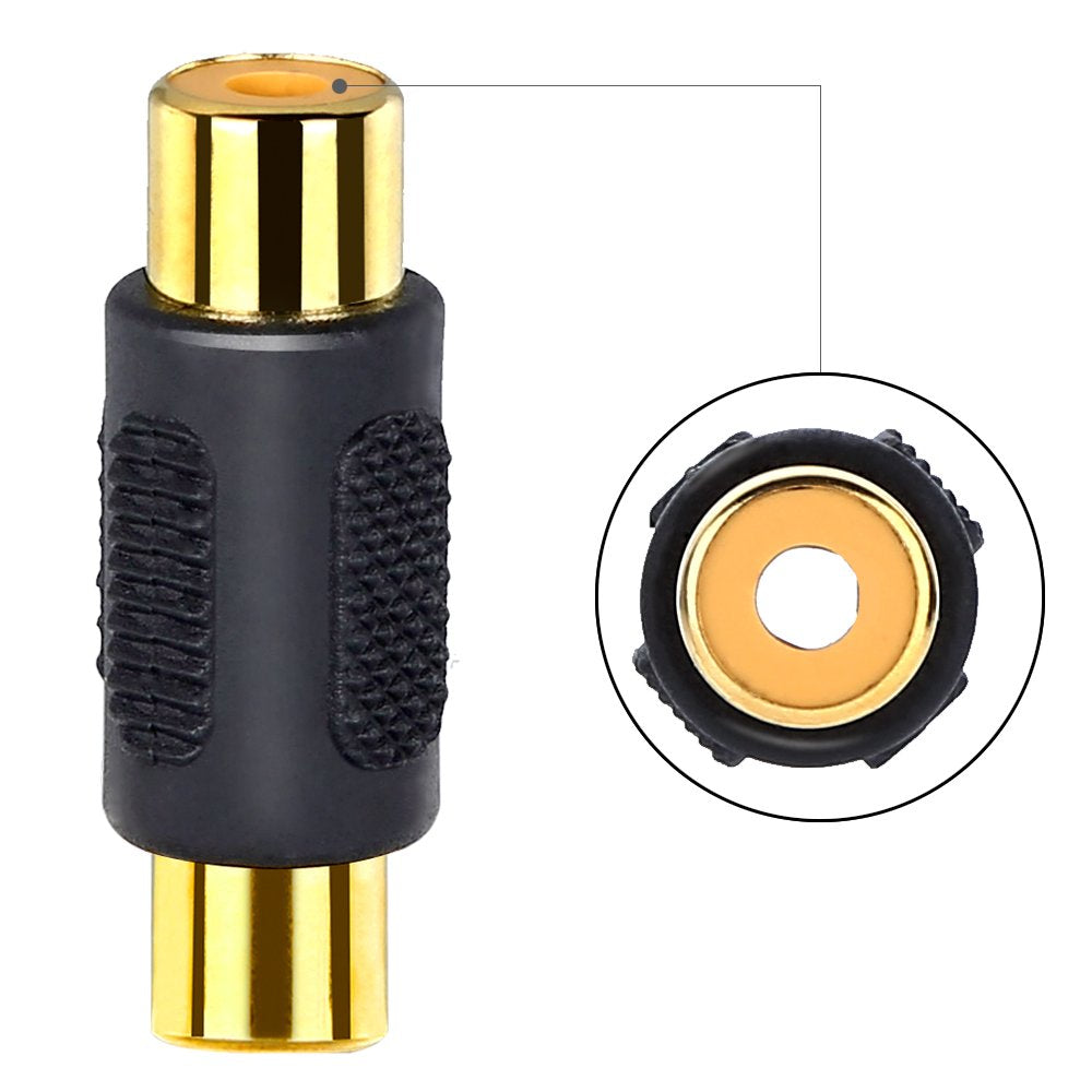 ELECTOP 10 Pack RCA Female to Female Coupler Audio Video Gold Adapter, for Phono, Speaker, RCA Cable, Amplifier