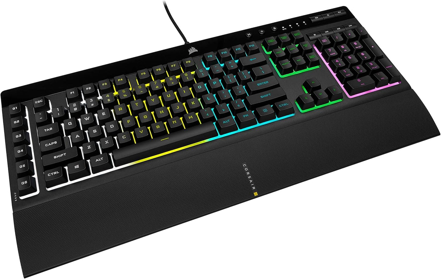 CORSAIR K55 RGB PRO - Dynamic RGB Backlighting - Six Macro Keys with Elgato Stream Deck Software Integration - IP42 Dust and Spill Resistant - Detachable Palm Rest - Dedicated Media and Volume Keys