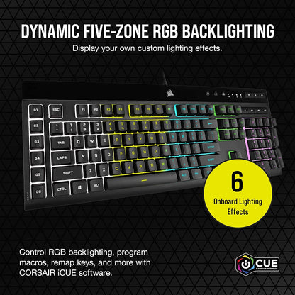 CORSAIR K55 RGB PRO - Dynamic RGB Backlighting - Six Macro Keys with Elgato Stream Deck Software Integration - IP42 Dust and Spill Resistant - Detachable Palm Rest - Dedicated Media and Volume Keys