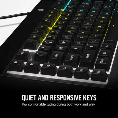 CORSAIR K55 RGB PRO - Dynamic RGB Backlighting - Six Macro Keys with Elgato Stream Deck Software Integration - IP42 Dust and Spill Resistant - Detachable Palm Rest - Dedicated Media and Volume Keys