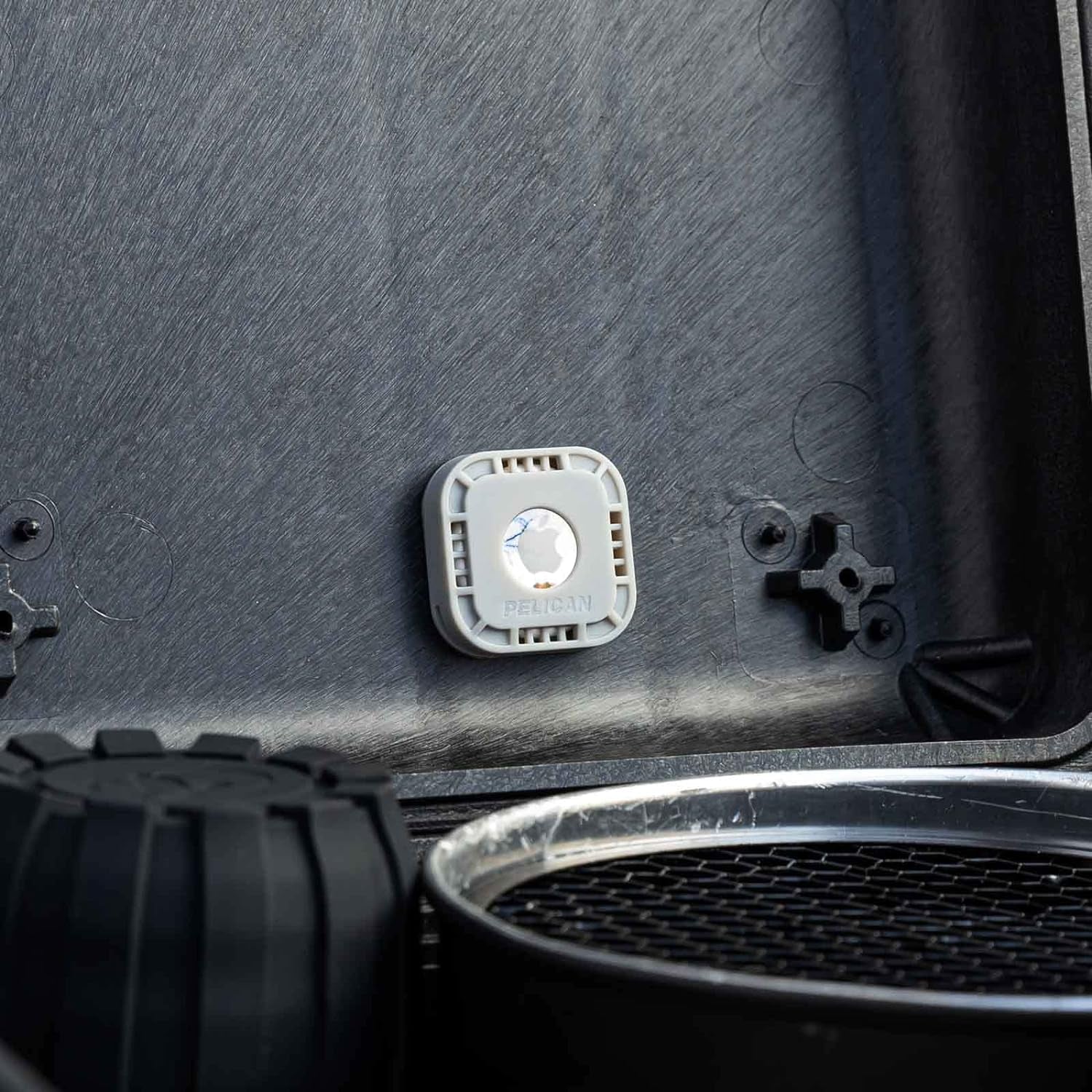 Pelican Airtag Holder - Rugged Shockproof Case with 3M Adhesive for Luggage, Bike, Car & More - Grey