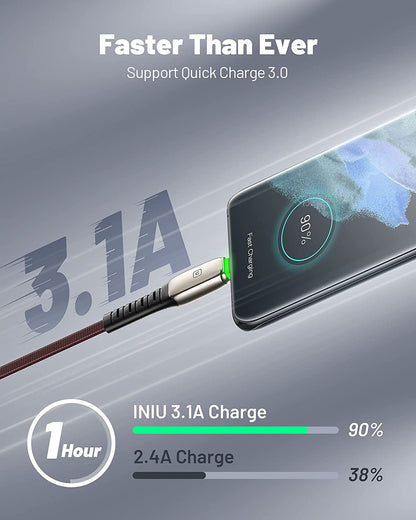 USB Type C Cable, [5 Pack 3.1A] Quick QC3.0 Fast Charging USB C Cable, INIU (1.6+3.3+3.3+6.6+6.6Ft) Nylon Phone Charger USB-C Cables for Samsung Galaxy S20 S10 S9 S8 plus Note 10 9 LG Google Pixel Etc