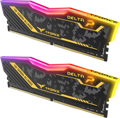Team Group Delta TUF Gaming RGB 16GB (2x8GB) DDR4 3200MHz RAM - High-Performance Memory for Gamers