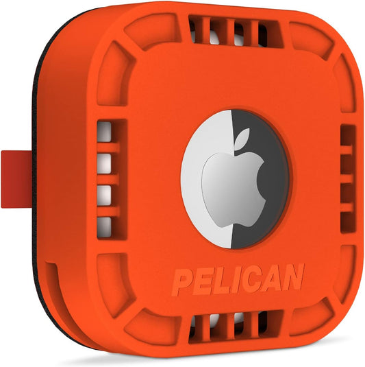 Pelican Protector 1-Pack Airtag Holder - Air Tag Case with 3M Adhesive Sticker - Rugged Shockproof Airtag Cover - Hidden Air Tag Holder Stick on Mount for Travel Luggage Bike Car Remote - Orange
