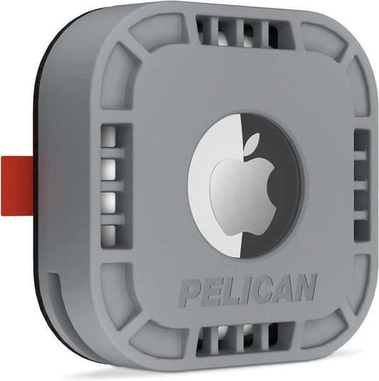 Pelican Airtag Holder - Rugged Shockproof Case with 3M Adhesive for Luggage, Bike, Car & More - Grey