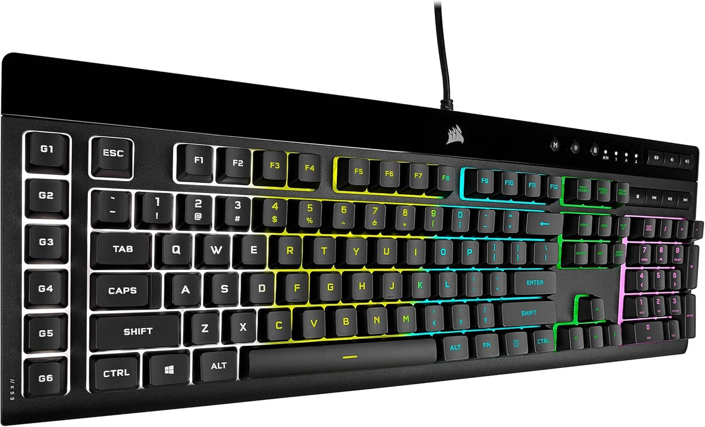 CORSAIR K55 RGB PRO - Dynamic RGB Backlighting - Six Macro Keys with Elgato Stream Deck Software Integration - IP42 Dust and Spill Resistant - Detachable Palm Rest - Dedicated Media and Volume Keys