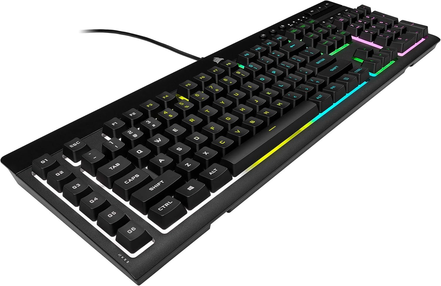 CORSAIR K55 RGB PRO - Dynamic RGB Backlighting - Six Macro Keys with Elgato Stream Deck Software Integration - IP42 Dust and Spill Resistant - Detachable Palm Rest - Dedicated Media and Volume Keys