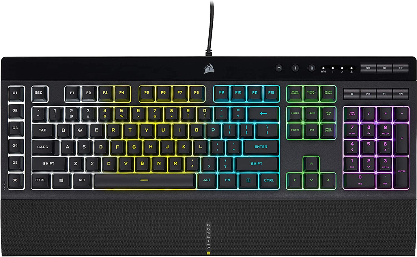CORSAIR K55 RGB PRO - Dynamic RGB Backlighting - Six Macro Keys with Elgato Stream Deck Software Integration - IP42 Dust and Spill Resistant - Detachable Palm Rest - Dedicated Media and Volume Keys
