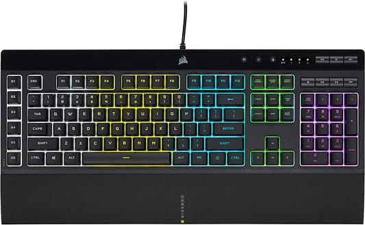 CORSAIR K55 RGB PRO - Dynamic RGB Backlighting - Six Macro Keys with Elgato Stream Deck Software Integration - IP42 Dust and Spill Resistant - Detachable Palm Rest - Dedicated Media and Volume Keys