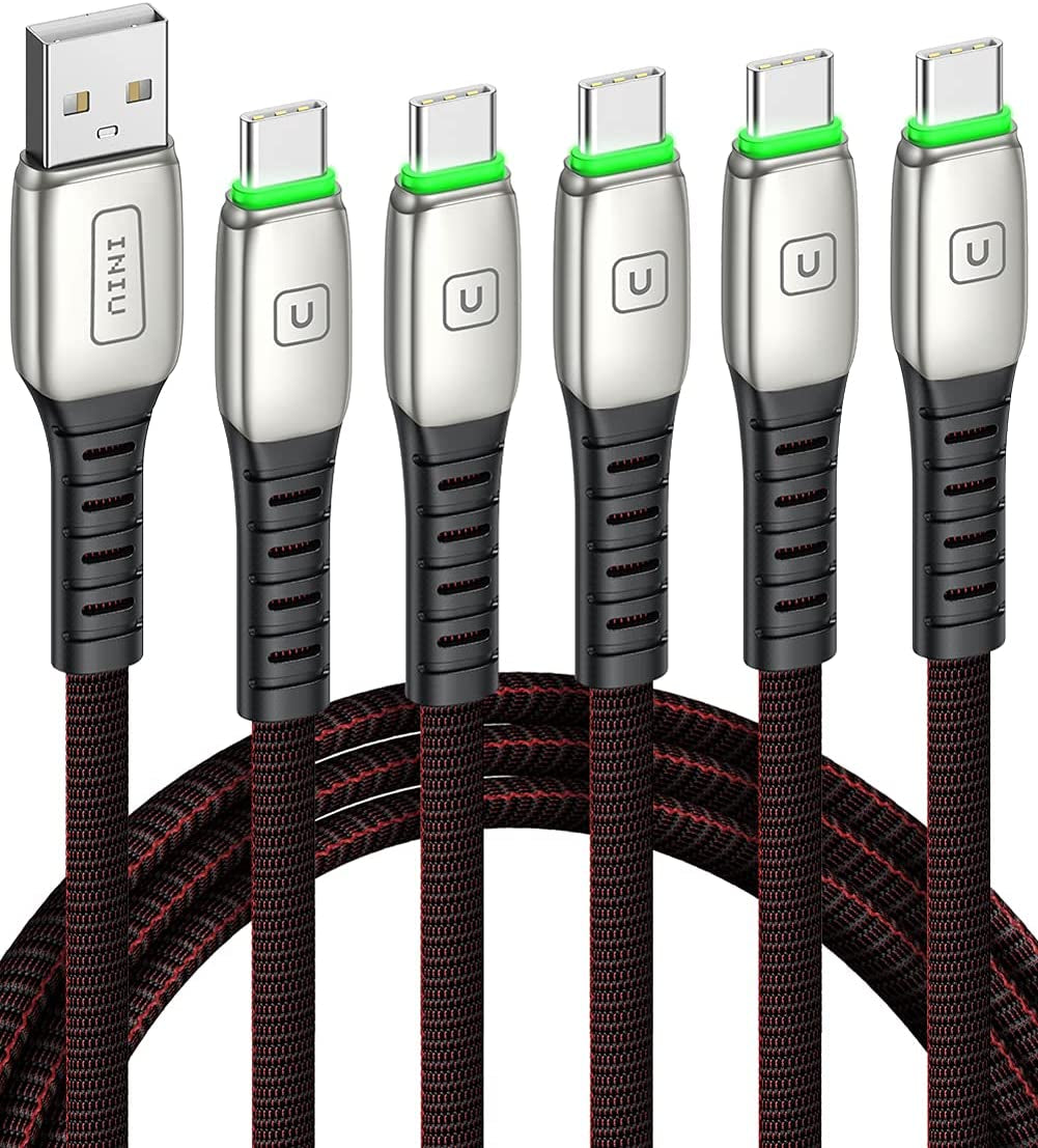 USB Type C Cable, [5 Pack 3.1A] Quick QC3.0 Fast Charging USB C Cable, INIU (1.6+3.3+3.3+6.6+6.6Ft) Nylon Phone Charger USB-C Cables for Samsung Galaxy S20 S10 S9 S8 plus Note 10 9 LG Google Pixel Etc
