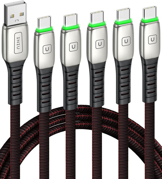USB Type C Cable, [5 Pack 3.1A] Quick QC3.0 Fast Charging USB C Cable, INIU (1.6+3.3+3.3+6.6+6.6Ft) Nylon Phone Charger USB-C Cables for Samsung Galaxy S20 S10 S9 S8 plus Note 10 9 LG Google Pixel Etc