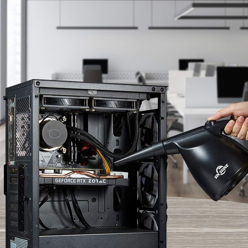 SIN SHINE Compressed Air Duster-110000Rpm Super Power Electric Air Duster for Cleaning Dust, Hairs, Crumbs, Scraps for Laptop, Computer, Replaces Compressed Air Cans & Canned Air (Jet-Black