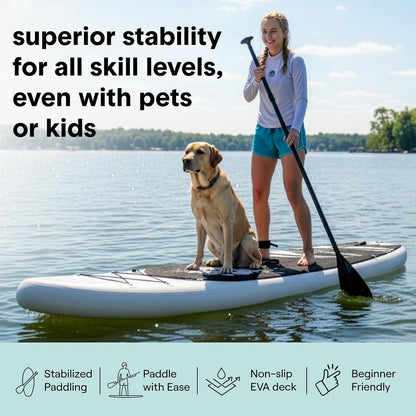 Serenelife Inflatable Stand up Paddle Board - Wide Stable Design, Non-Slip Deck for Adults & Youth with Premium Paddle Board Accessories: Carry Bag, Dual Action Pump, Paddle, Ankle Leash